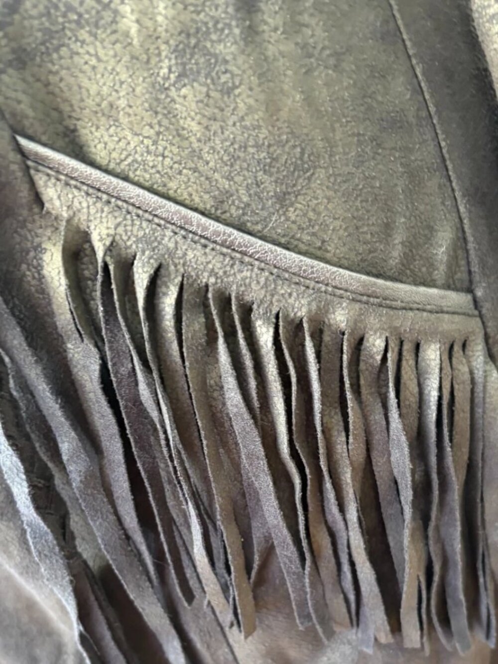Be Vocal Faux Suede Fringe Duster Jacket Small Brown Western Boho - Picture 8 of 10